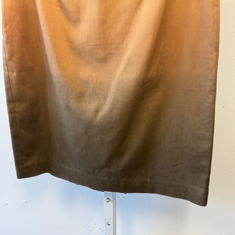 Coldwater Creek Ombre Pencil Skirt Tan Brown Gradient Cotton Blend PS 6-8 - Picture 4 of 8